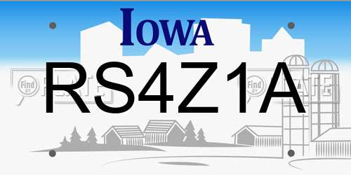 RS4Z1A Iowa License Plate