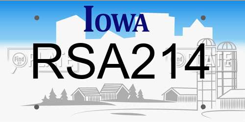 RSA214 Iowa License Plate