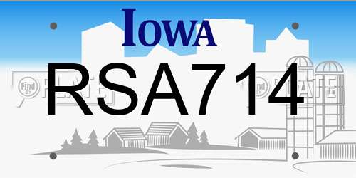 RSA714 Iowa License Plate
