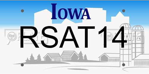 RSAT14 Iowa License Plate
