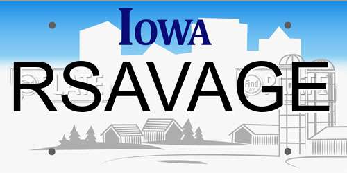 RSAVAGE Iowa License Plate