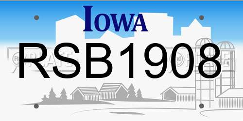 RSB1908 Iowa License Plate