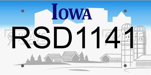 RSD1141 Iowa License Plate