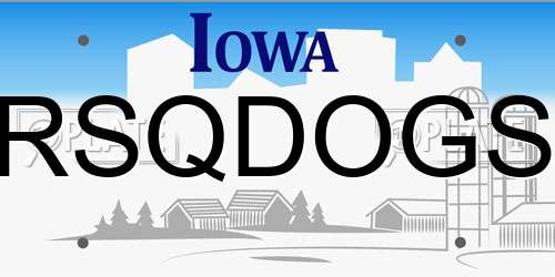 RSQDOGS Iowa License Plate