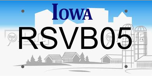 RSVB05 Iowa License Plate