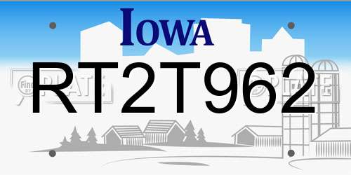 RT2T962 Iowa License Plate