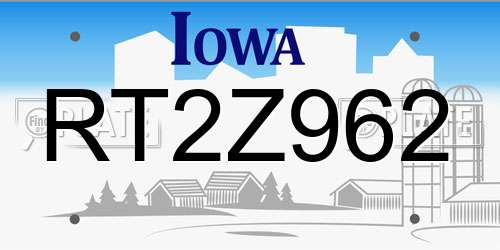 RT2Z962 Iowa License Plate