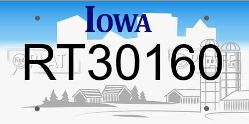 RT30160 Iowa License Plate