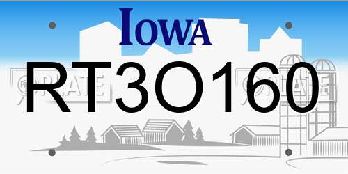 RT3O160 Iowa License Plate