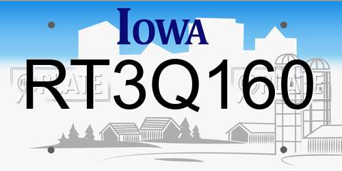 RT3Q160 Iowa License Plate