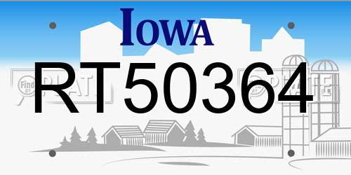 RT50364 Iowa License Plate