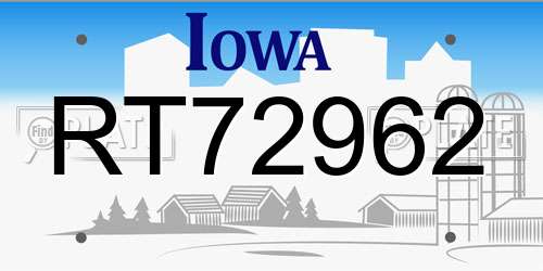 RT72962 Iowa License Plate