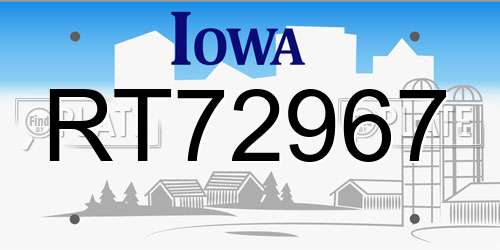RT72967 Iowa License Plate