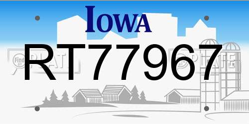 RT77967 Iowa License Plate