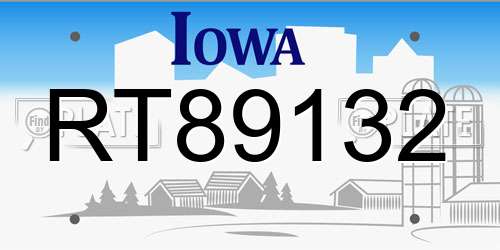 RT89132 Iowa License Plate