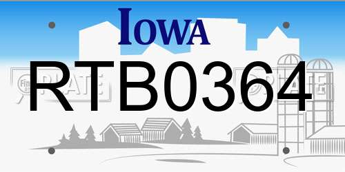 RTB0364 Iowa License Plate