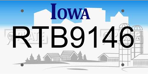 RTB9146 Iowa License Plate