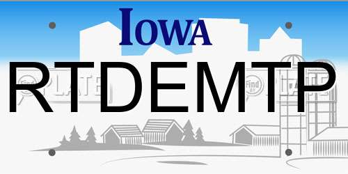 RTDEMTP Iowa License Plate
