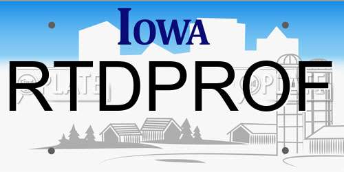 RTDPROF Iowa License Plate