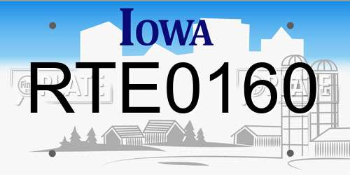 RTE0160 Iowa License Plate