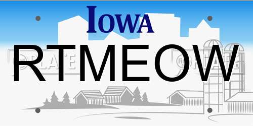 RTMEOW Iowa License Plate