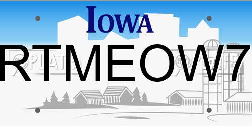 RTMEOW7 Iowa License Plate