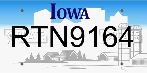RTN9164 Iowa License Plate