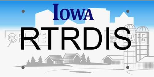RTRDIS Iowa License Plate
