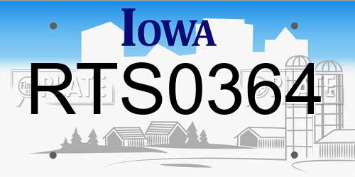 RTS0364 Iowa License Plate