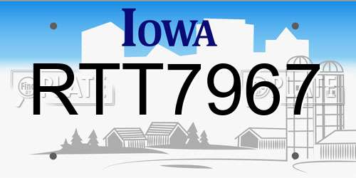 RTT7967 Iowa License Plate