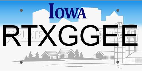 RTXGGEE Iowa License Plate