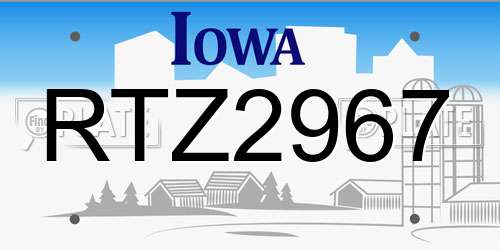 RTZ2967 Iowa License Plate