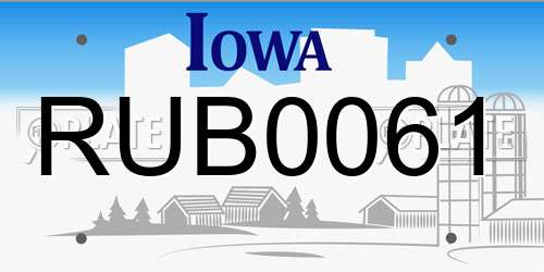 RUB0061 Iowa License Plate
