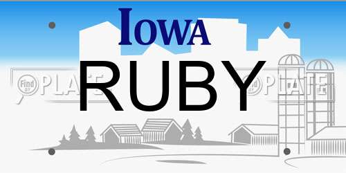 RUBY Iowa License Plate