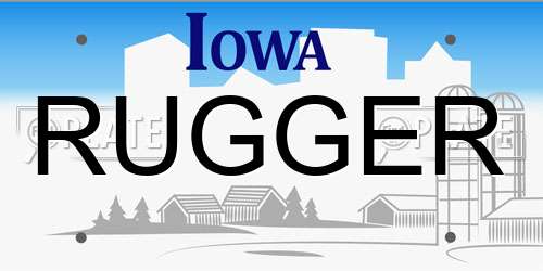 RUGGER Iowa License Plate