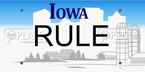RULE Iowa License Plate