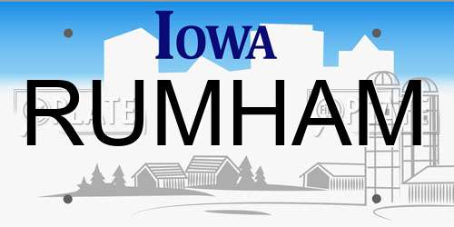 RUMHAM Iowa License Plate