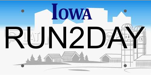 RUN2DAY Iowa License Plate