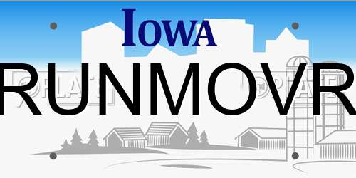 RUNMOVR Iowa License Plate