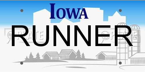 RUNNER Iowa License Plate