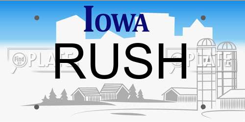 RUSH Iowa License Plate