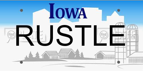 RUSTLE Iowa License Plate