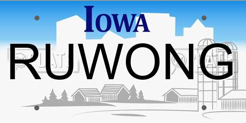 RUWONG Iowa License Plate