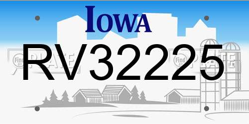 RV32225 Iowa License Plate