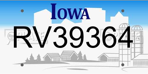 RV39364 Iowa License Plate