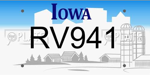 RV941 Iowa License Plate