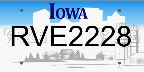 RVE2228 Iowa License Plate