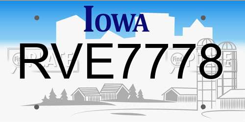 RVE7778 Iowa License Plate