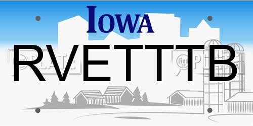 RVETTTB Iowa License Plate