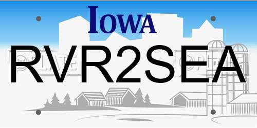 RVR2SEA Iowa License Plate